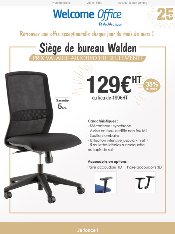 Votre siège de bureau à 129€HT