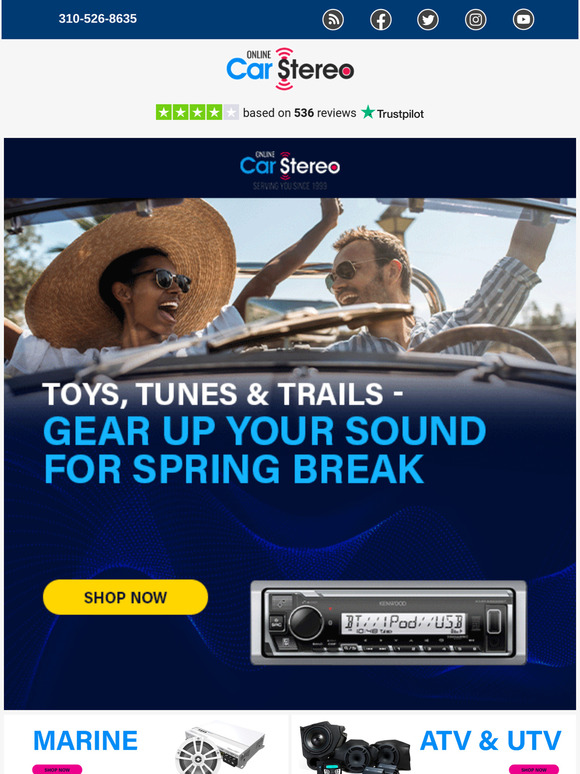 Toys, Tunes & Trails 🚤 – Don’t Miss These Spring Break Audio Deals! 🔊 Shop Now!