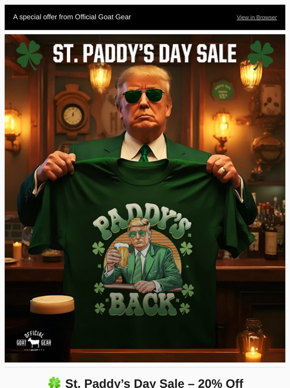 🍀 St. Paddy’s Day Sale – 20% Off Everything! 🍻