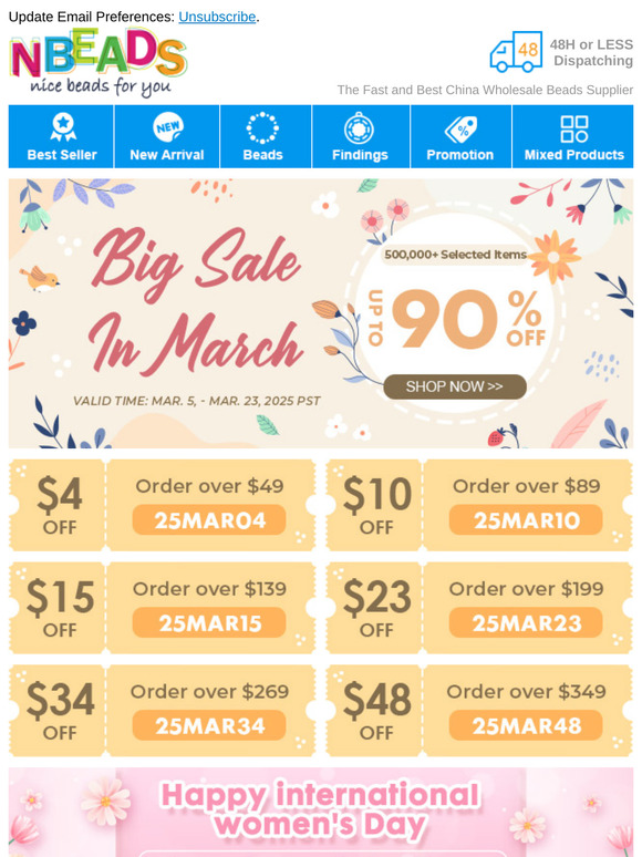 Big Sale In March! UP TO 90% OFF +  Shipping Discount