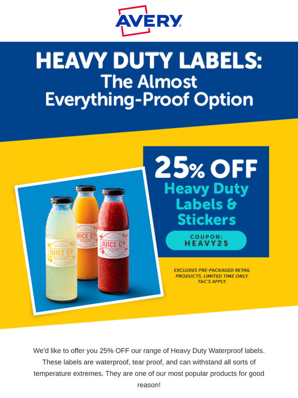 25% Off Heavy Duty Labels Sale