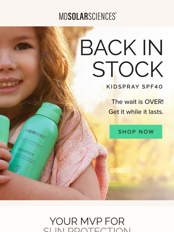 Back in Stock Alert: KidsSpray SPF 40