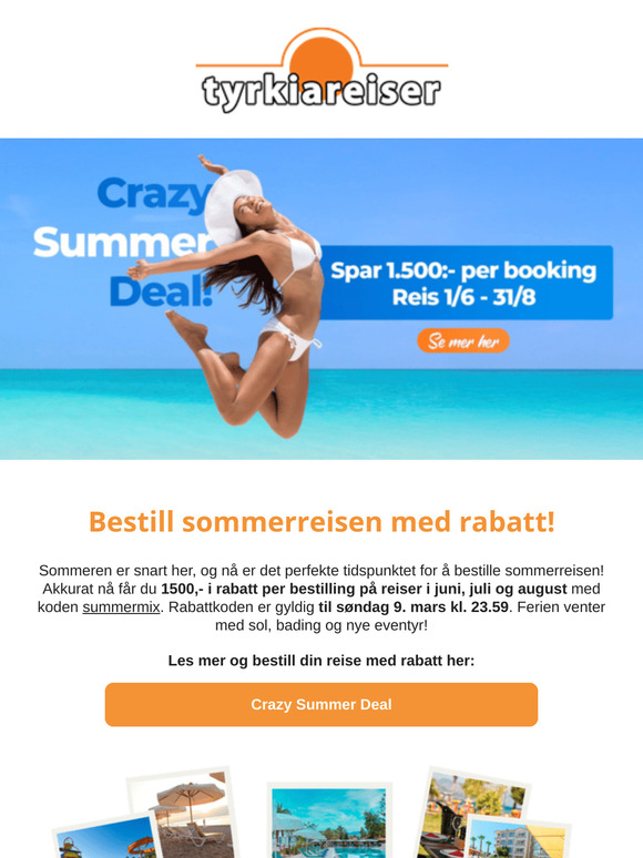 Crazy summer deal 🤪 få 1500,- i rabatt