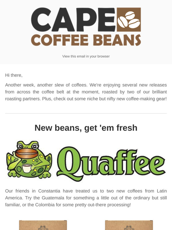New beans, and some handy new accessories.