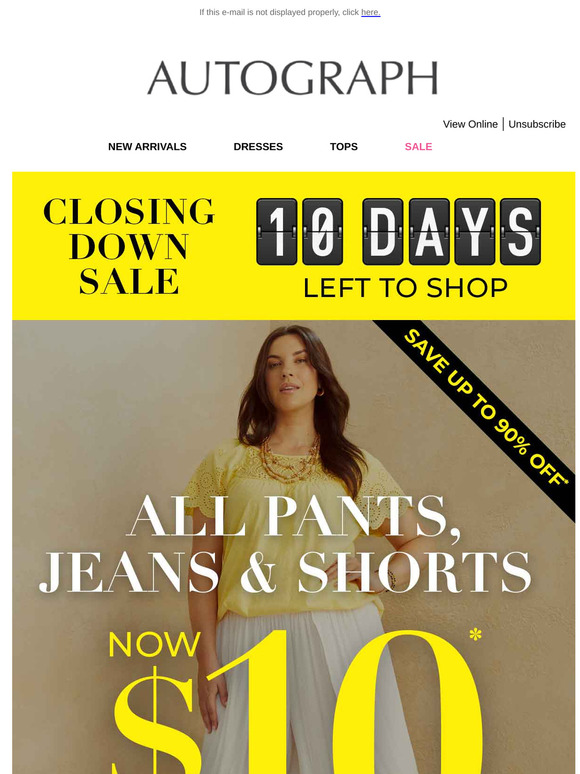 ALL Pants, Jeans & Shorts REDUCED To $10 Today!