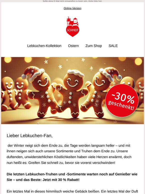 Fast vergriffen – sichern Sie sich 30% auf die letzten süßen Schätze!