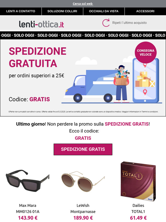 SOLO OGGI Spedizione Gratis 📦