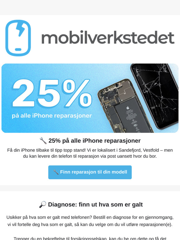 🔧 25% rabatt på alle iPhone reparasjoner