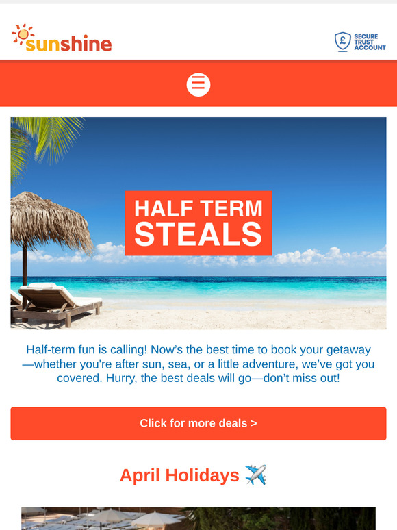 Half-term steals from £195pp 🏖️