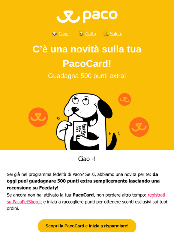 💛 PacoCard: più punti, più sconti, più vantaggi per te!