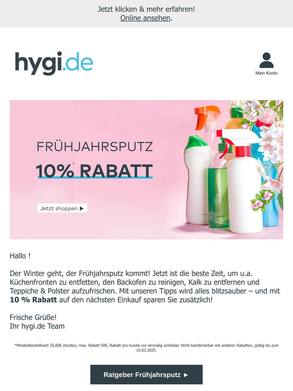 Frisch in den Frühling: Frühjahrsputz-Tipps & 10 % sparen!
