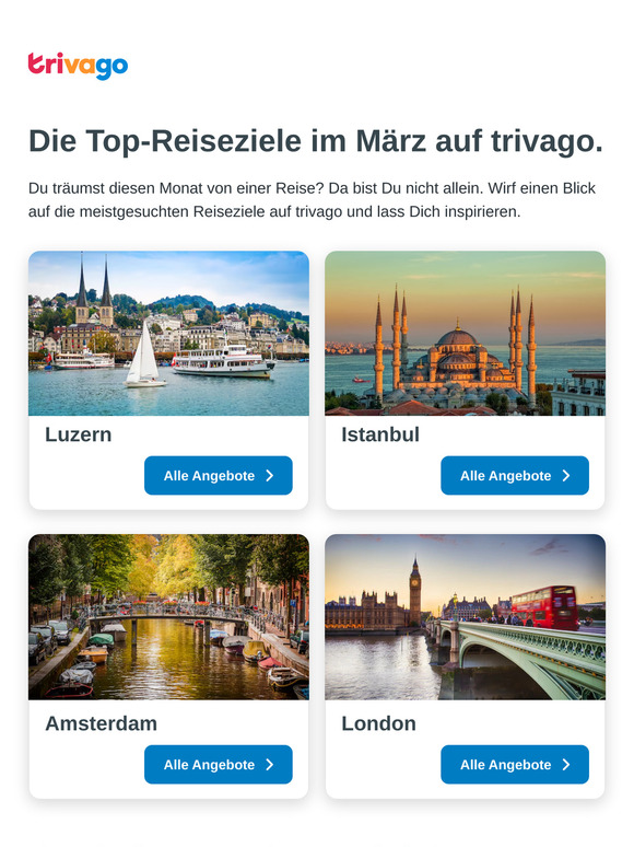 Sieh Dir die Top-Reiseziele im März an
