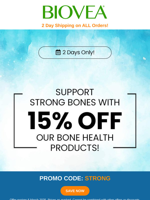Big Savings! Strong Bones! Enjoy 15% off Bone Health Products!