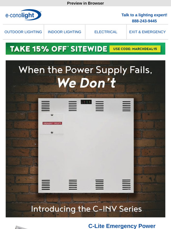 💡 Enhance Your Safety: 90-Min. Backup Lighting Inverters + 15% off sitewide!