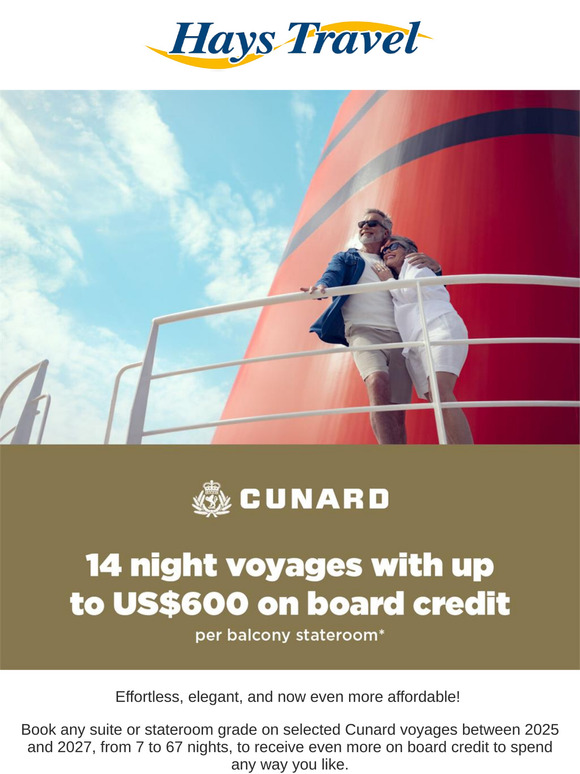 Fancy extra onboard spend with Cunard?