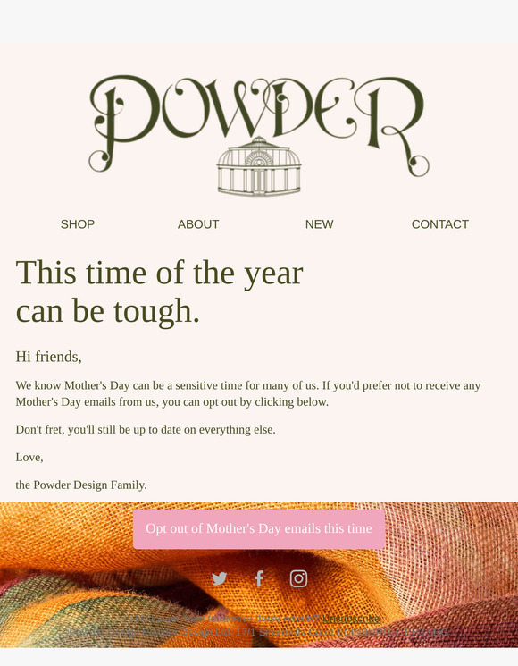 Prefer to opt out of Mother's Day Emails?