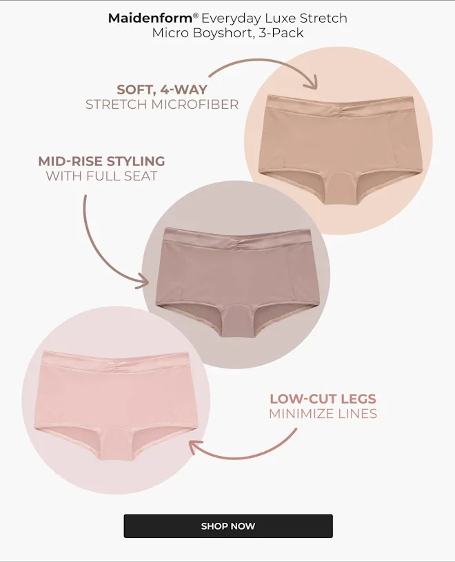 Maidenform Everyday Luxe Stretch Micro Boyshort, 3-Pack