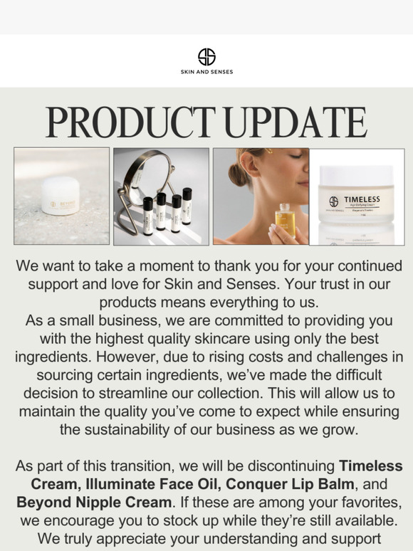 An Important Product Update from Skin and Senses