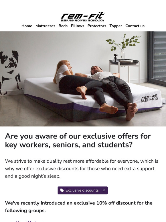 REM-Fit's exclusive offers for key workers, seniors, and students?