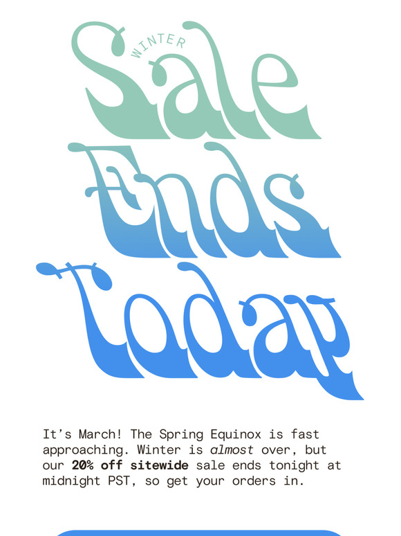 20% Off Ends Tonight