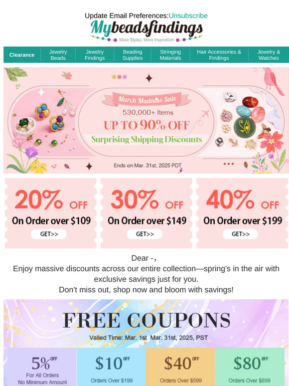 Mybeadsfindings March Madness Sale