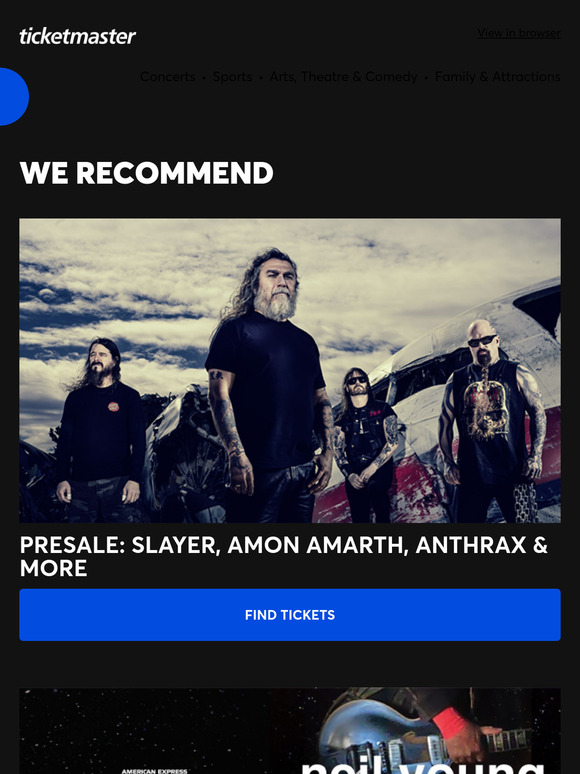 Presale: Slayer, Amon Amarth, Anthrax & more, Neil Young and The Chrome Hearts, LCD Soundsystem plus many more!