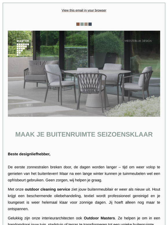 Maak je buitenruimte seizoensklaar met onze outdoor Masters.
