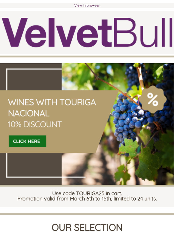 VelvetBull - 10% on wines with Touriga Nacional