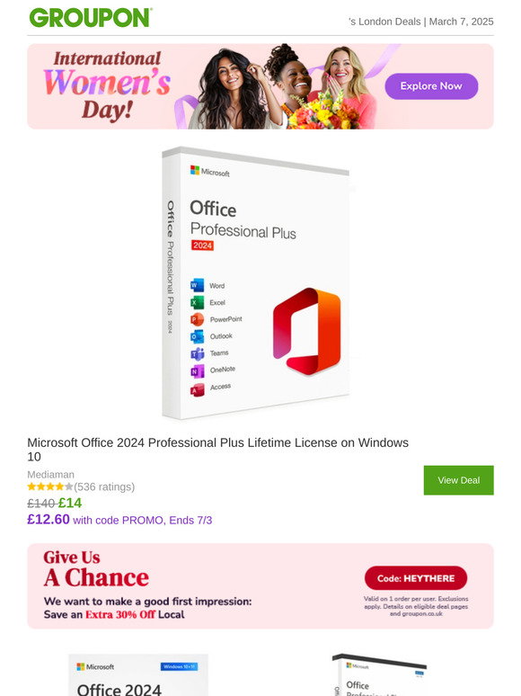 Groupon: Microsoft Office 2024 Professional Plus Lifetime License on ...
