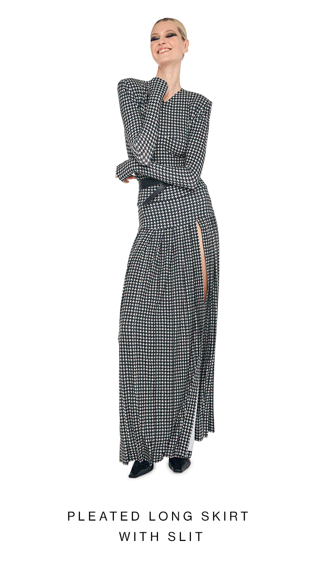 PLEATED LONG SKIRT WITH SLIT