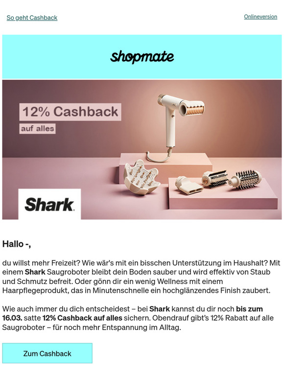 12% Cashback bei Shark