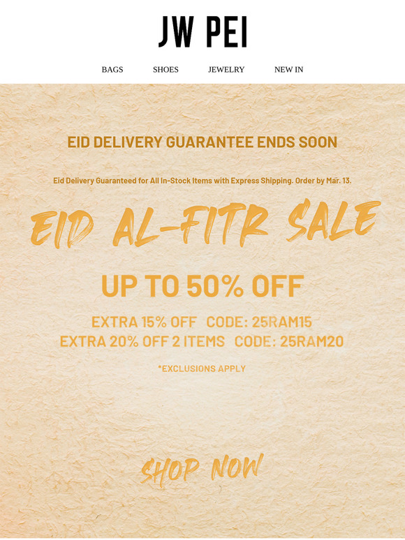 Hurry⏰Eid Delivery Guarantee Ends Soon