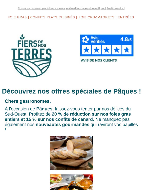Fêtez Pâques avec nos confits et foies gras en promotion !