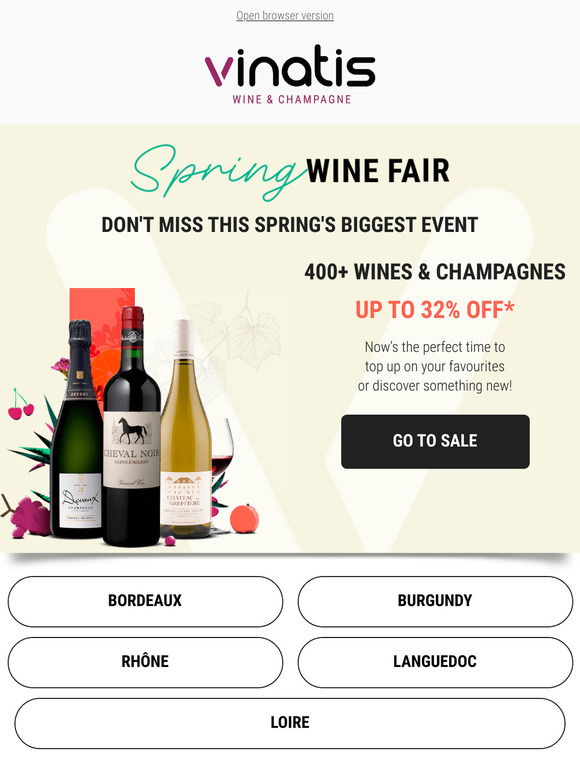 Wine Fair Sale 🍇 Up to 32% off wine, fine wine & Champagne 🍾