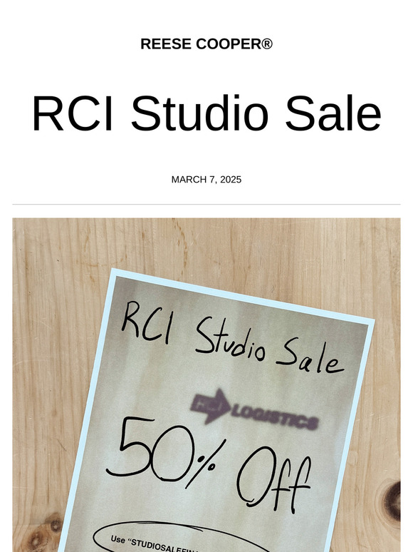Studio Sale Final Weekend | 50% Off