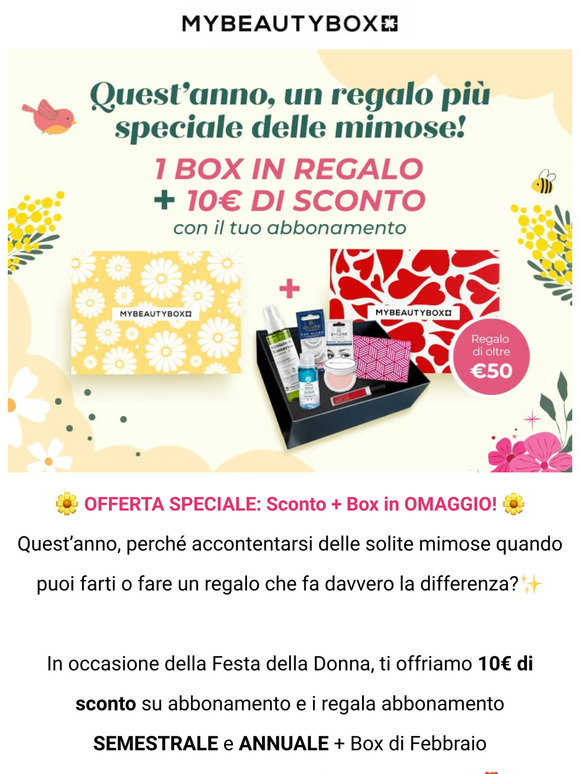 🎁 Doppio regalo: box gratis + 10€ di sconto!