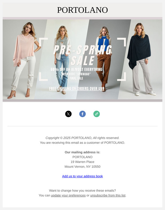 Pre-Spring Sale- 60% OFF is here