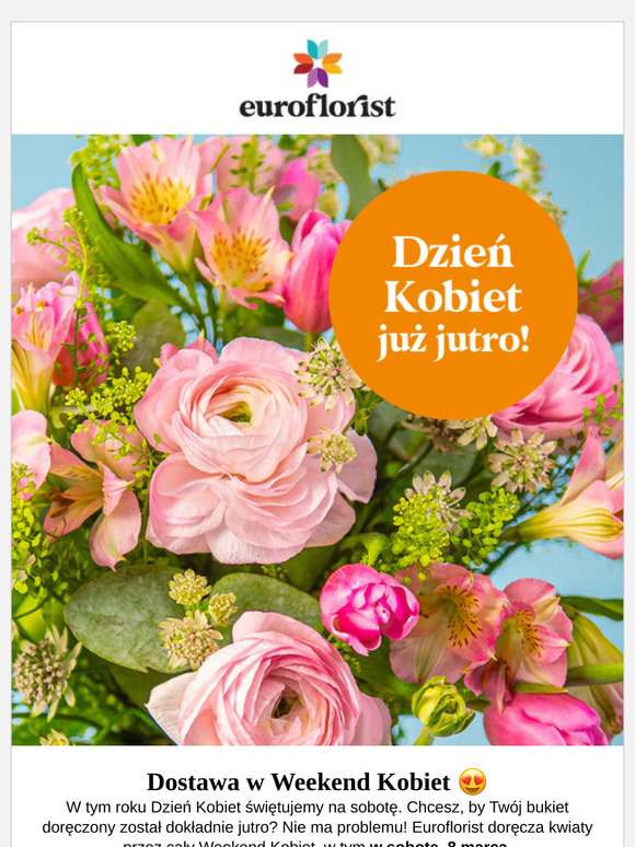Jutro Dzień Kobiet 🌸 Bukiety z dostawą w sobotę, 8 marca