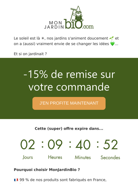 -15% pour préparer votre jardin ! ☀️