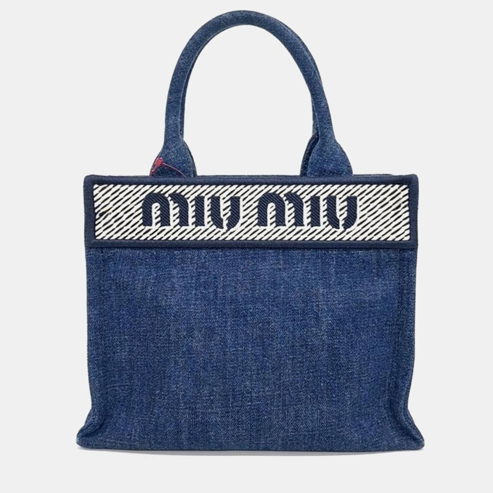 denim logo tote and shoulder bag