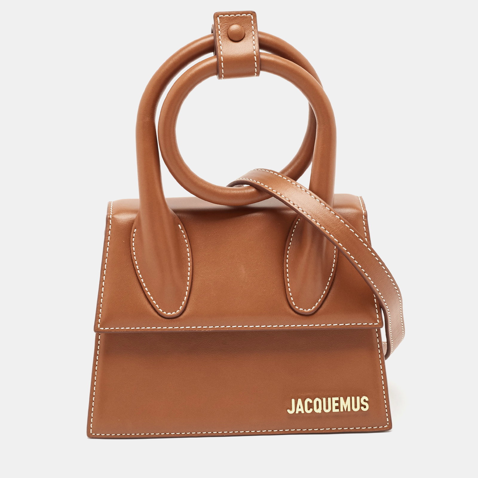 Brown Leather Le Chiquito Noeud Top Handle Bag