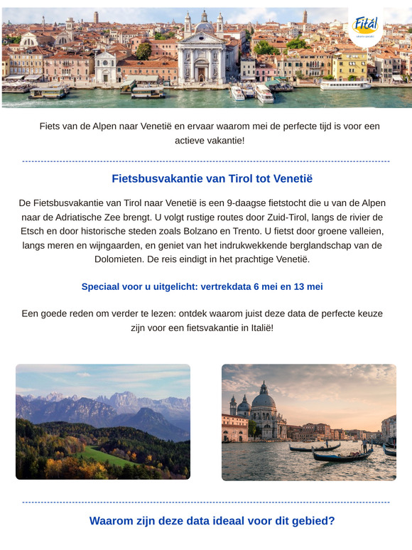 Fiets van Tirol naar Venetië in mei!