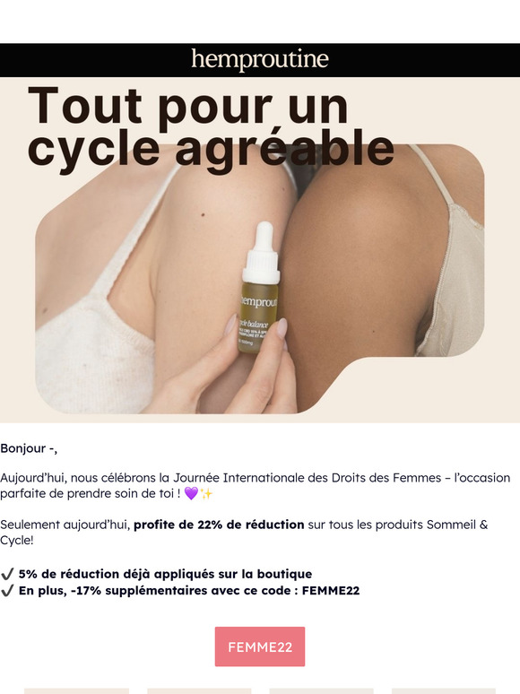 💜 Journée de la Femme : -22% sur les produits Sommeil & Cycle !