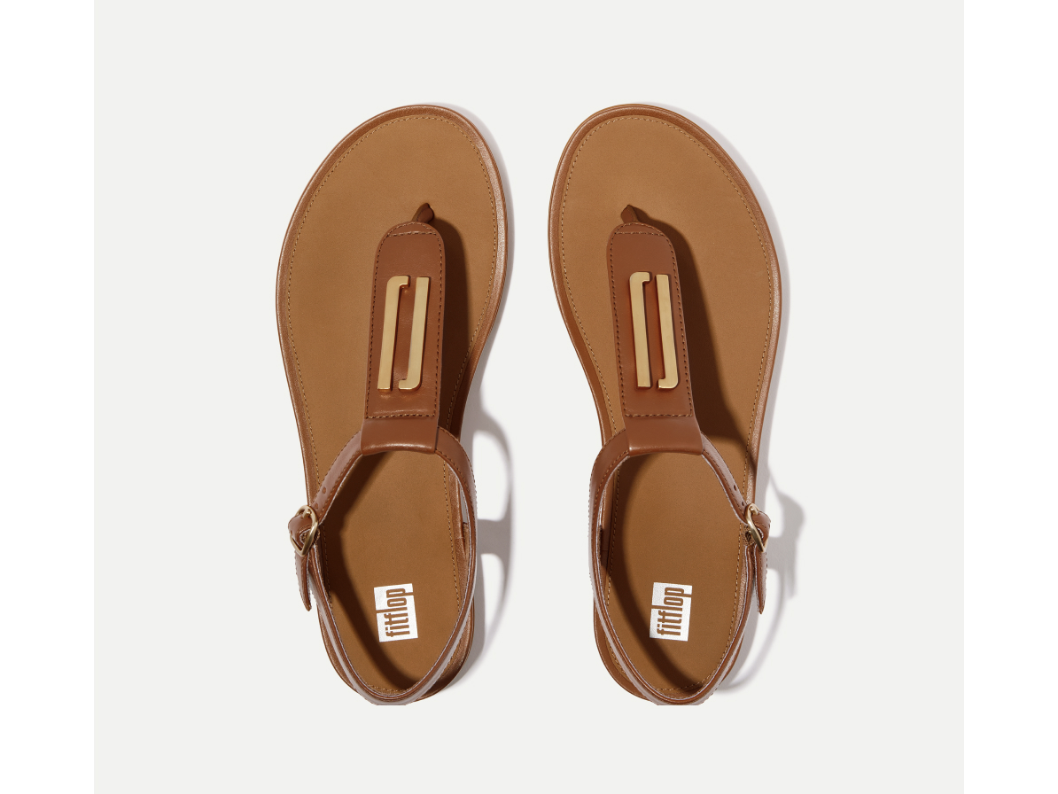 【FITFLOP】GRACIE GOLD-TRIM LEATHER T-BAR◆サンダル Women's Gracie Leather Back-Strap-Sandals | FitFlop US