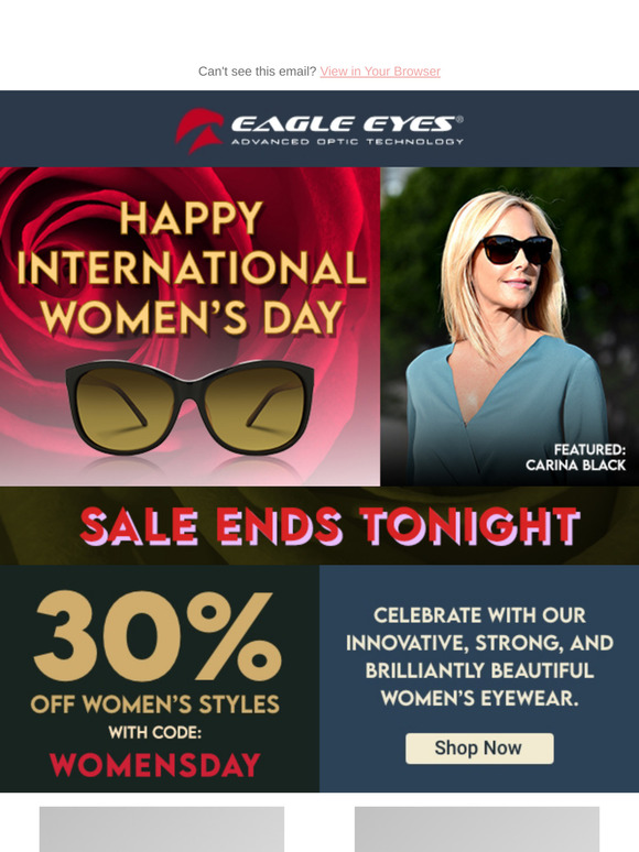 📢Hurry! 30% Off Women’s Eyewear Ends at Midnight!📢