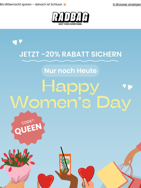 Nur noch HEUTE: 20% Rabatt zum Weltfrauentag! ⏳👑