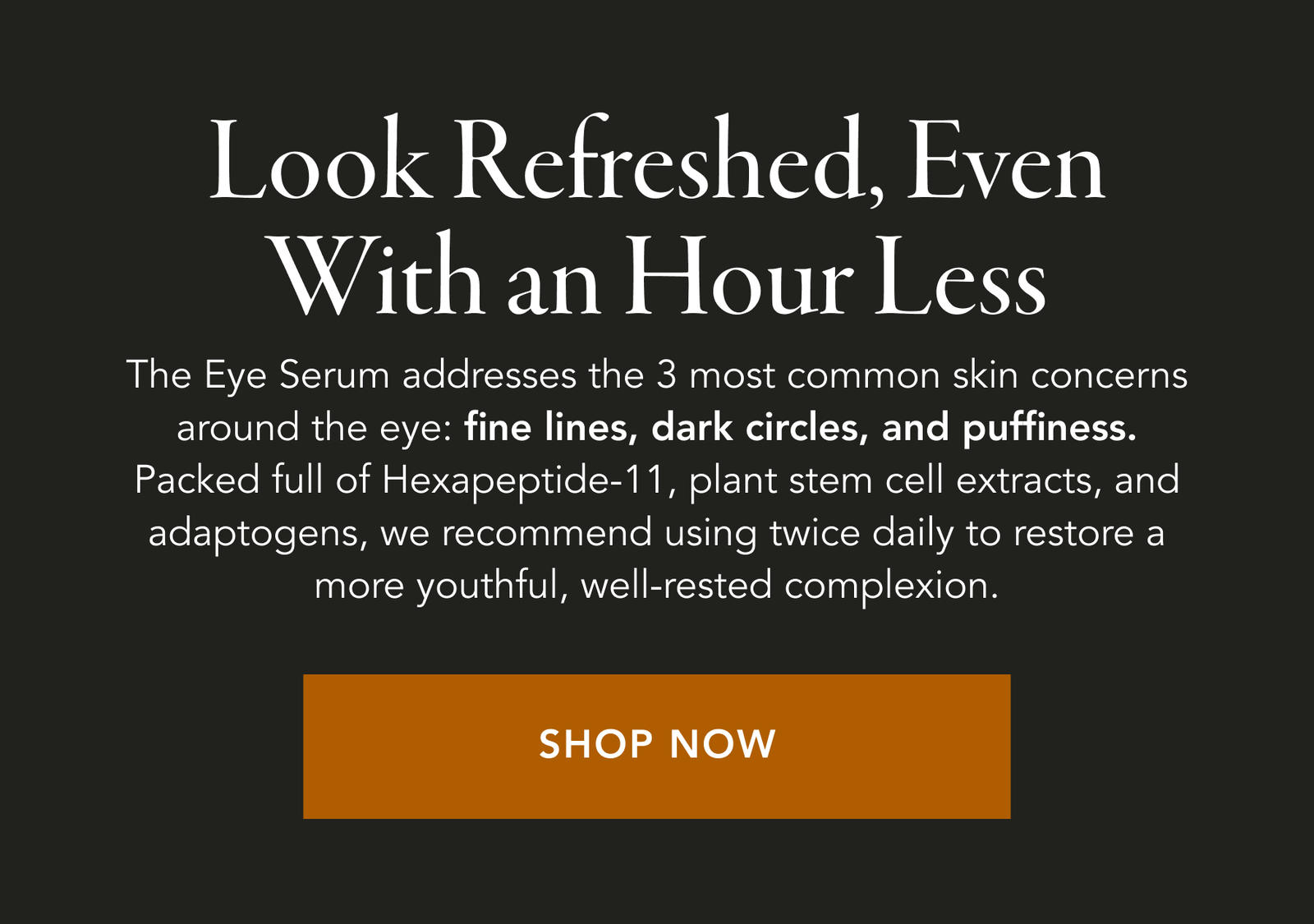 Look Refreshed, Even With an Hour Less