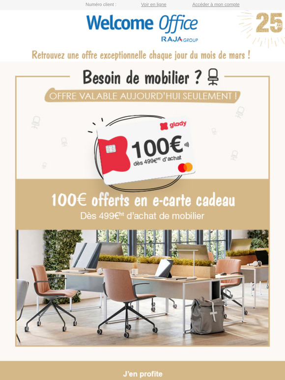 100€ offerts dès 499€ d'achats de mobilier