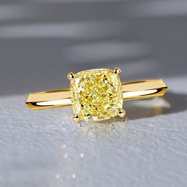 Italo Gloden Yellow Topaz Cushion Cut Engagement Rings Solitaire