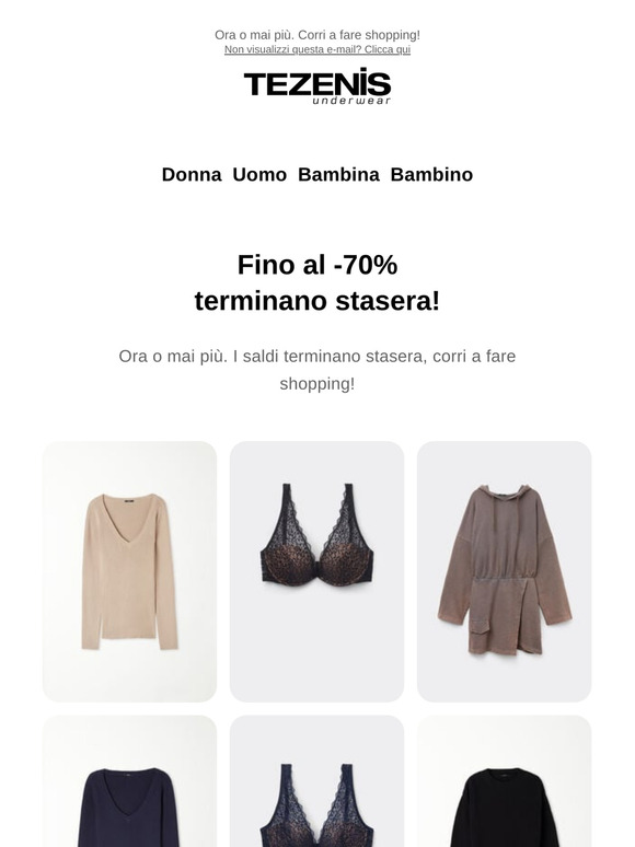 ULTIMO GIORNO: saldi fino al -70% ⏰